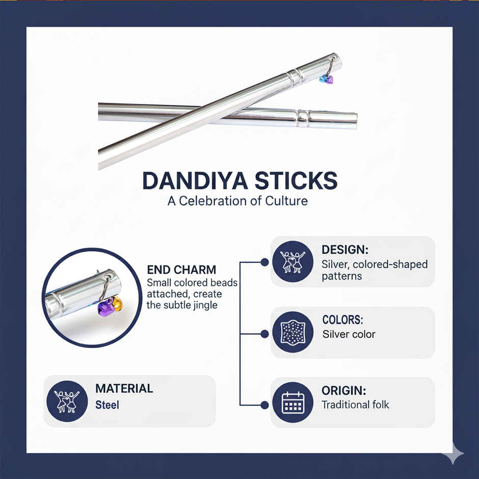 Classic Plain Steel Dandiya Sticks | Mangal Bhawan
