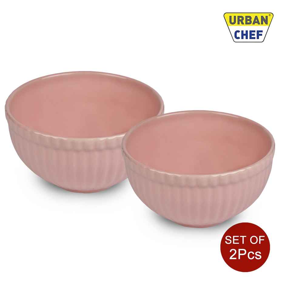 Urban Chef Listra Ceramic Bowl - Peach 2 Pcs | Set of 2 - 550 Each