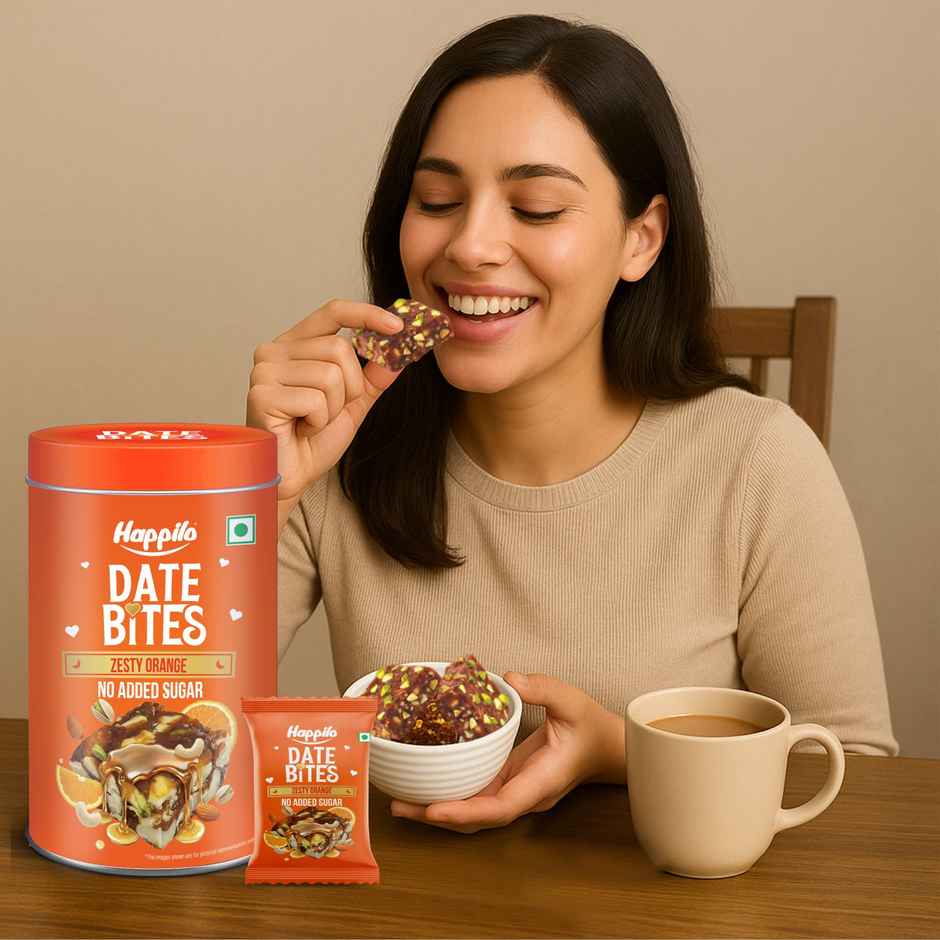 Happilo Premium Date Bites Zesty Orange Tin