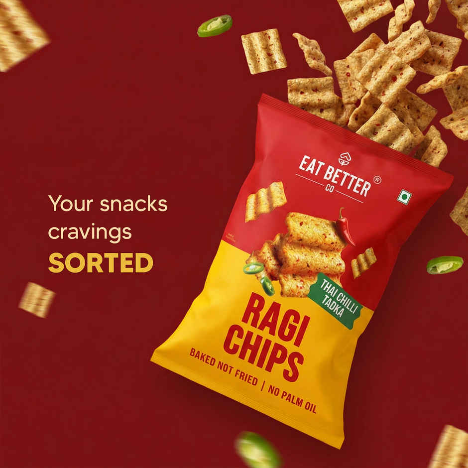 Eat Better Co Ragi Chips | Thai Chilli Tadka | Roasted, No Palm Oil