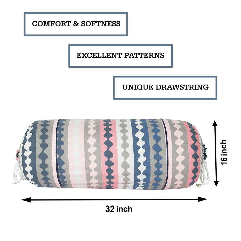 Kuber Industries Cotton Bolster Cover|Zig Zag Roll Masand Cover|16x32 Inch|Pack of 2|Multicolor