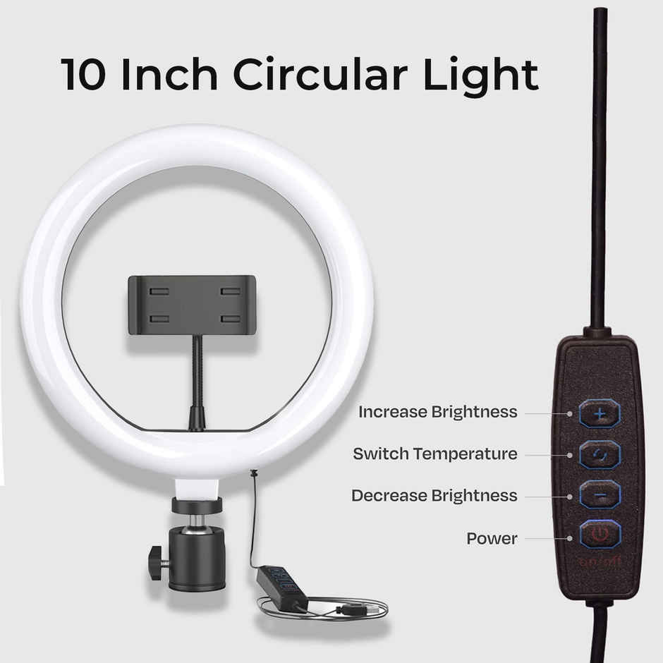 Bestor 10 Inch LED Ring Light with 7 Feet Tripod Stand and Mobile Holder