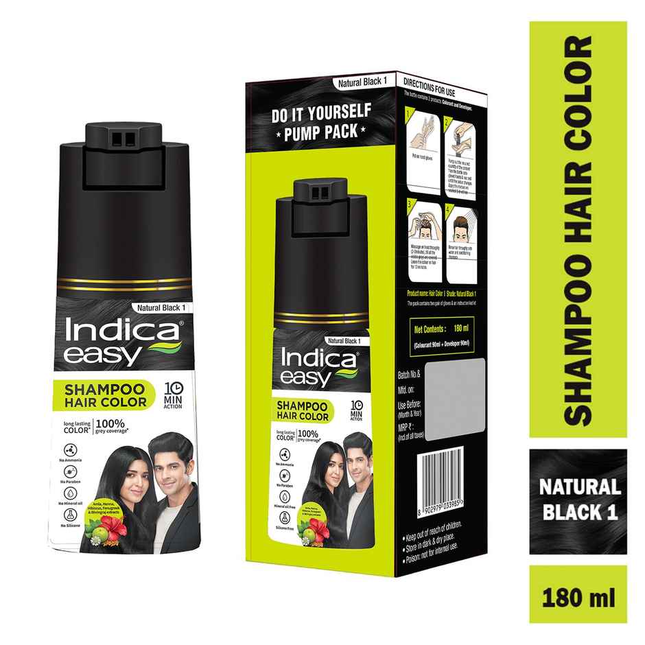 Indica Easy Do-It-Yourself Hair Color Shampoo Pump Pack