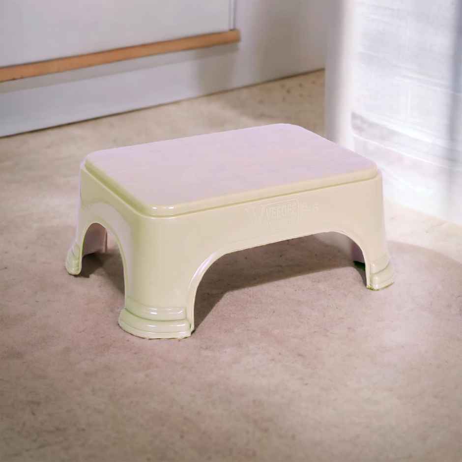 Kuber Industries Plastic Disney Team Square Bathroom Stool|P6|Beige