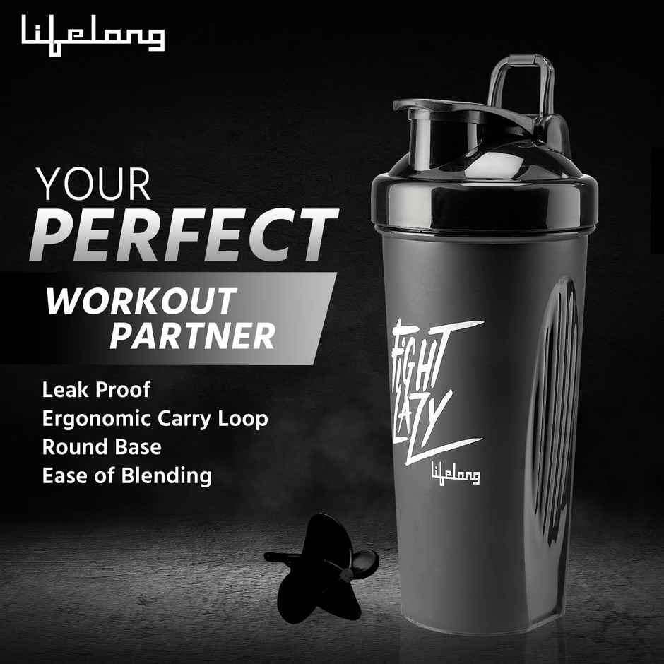 Lifelong Gym Shaker Bottle | Black | 700 ml