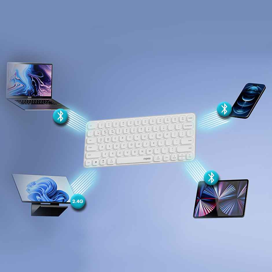 Rapoo E9050L Bluetooth Wireless Multi-Device Keyboard | Connect with 4 Devices | White
