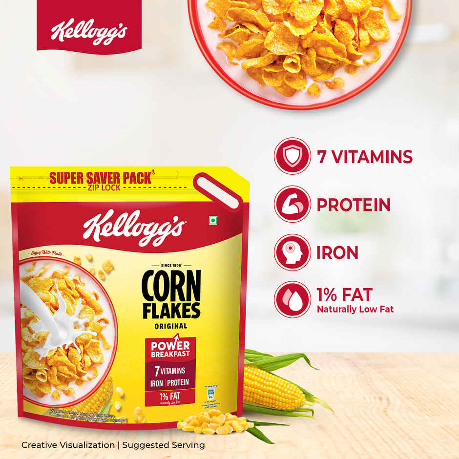 Kellogg'S Corn Flakes (1.2kg) & Amul Gold Full Cream Fresh Milk (Pouch) (500ml) Combo