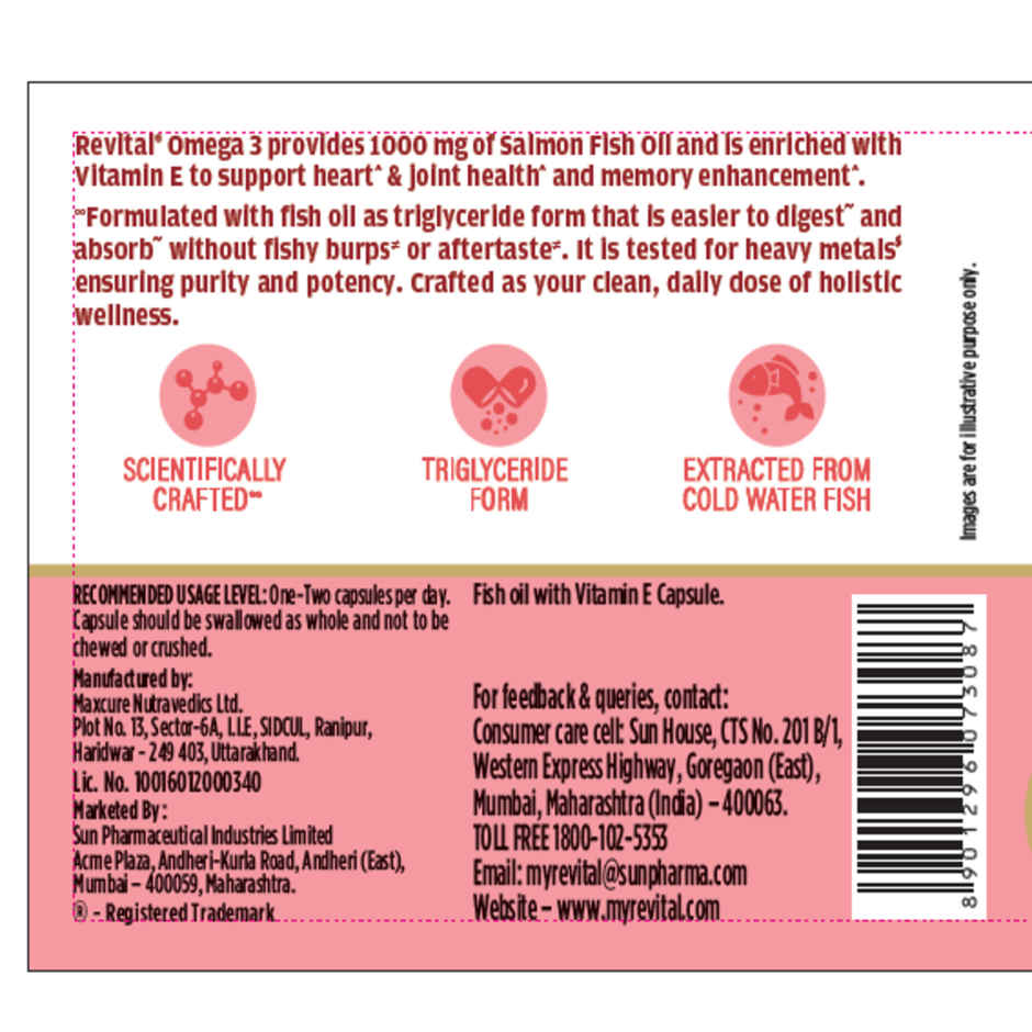 Revital Omega 3 Salmon Fish Oil | 1000mg | Triglyceride Form | Supports Heart & Joint Health