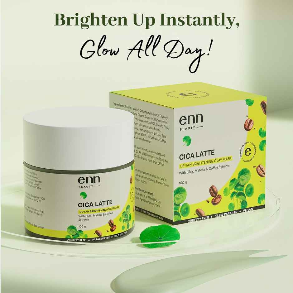 ENN Beauty Cica Latte De-Tan Clay Mask | Matcha + Coffee + Cica | Brightening, Oil Control & Glow Boost
