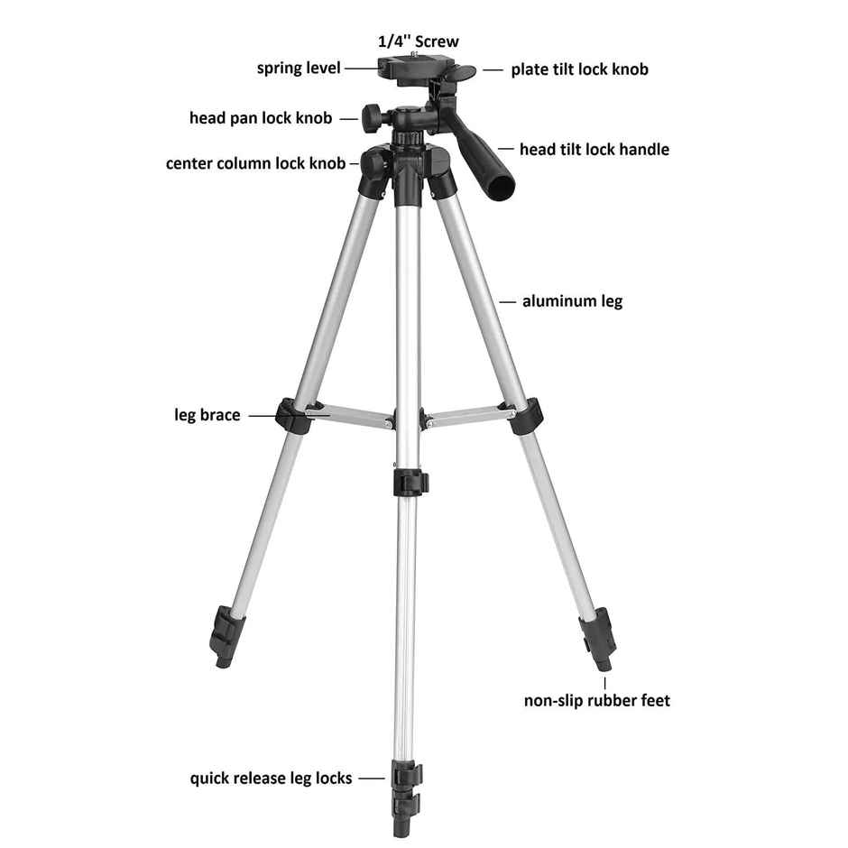 Tygot 3110 Adjustable Aluminium Alloy Tripod Stand Holder for Mobile Phones & Camera, 350 mm -1020 mm, 1/4 inch Screw + Mobile Holder Bracket