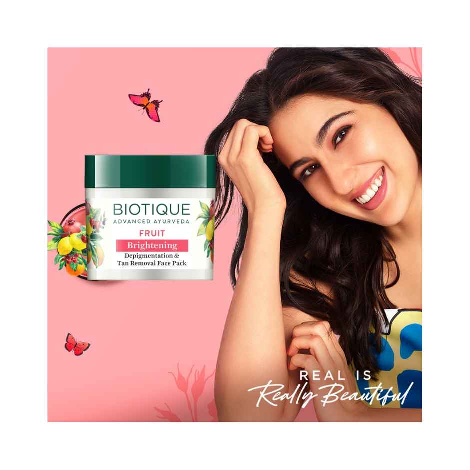 Biotique Fruit Brightening Depigmentation & Tan Removal Face Pack Jar