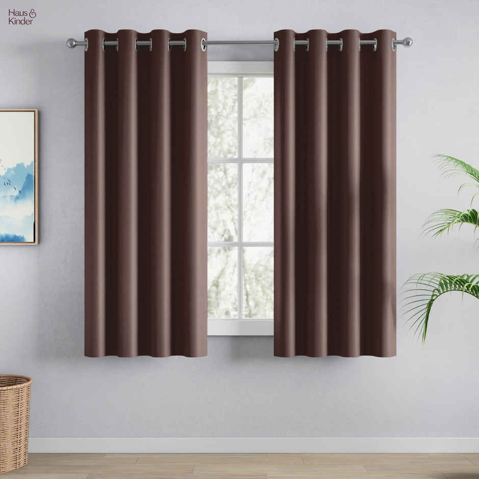 Haus & Kinder Polyester Blackout Solid Essential Drape Window Curtain Mocha