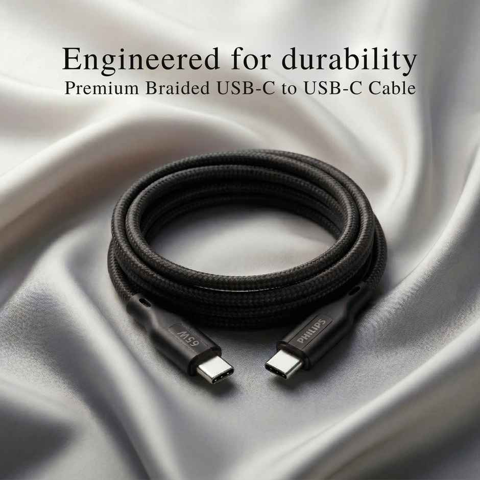 Philips DLC4130CB/94 65W USB Type-C to Type-C Fast Charging Cable | Nylon Braided | 1m