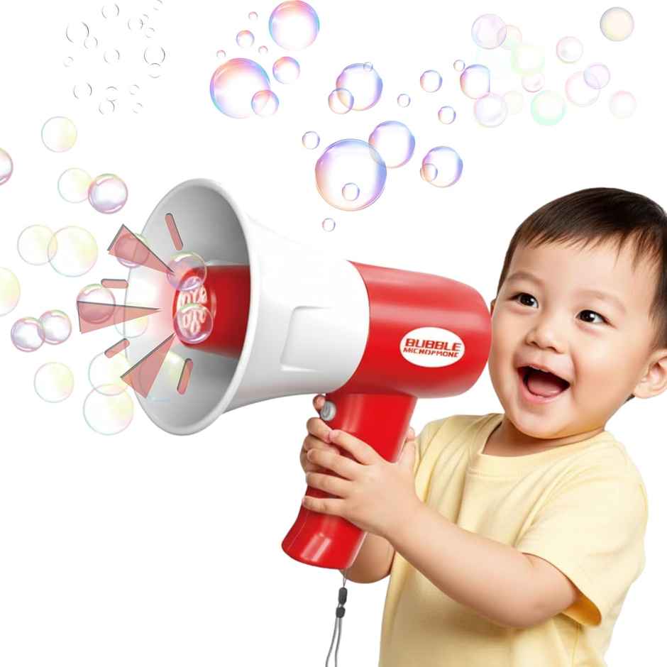 Chigy Wooh Bubble Maker Machine for Kids with Microphone & Hanging Rope | Megaphone Style