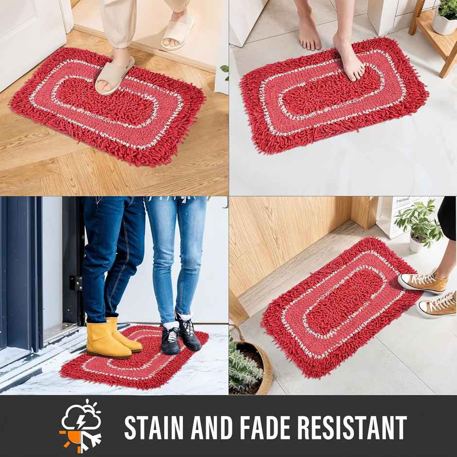 Kuber Industries Pack of 2 Durable Super Soft Door Mats for Home | 24x16 Inches - Red & Blue
