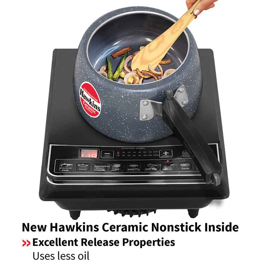 Hawkins 3 Litre Ceramic Nonstick Induction Inner Lid Cooker, Contura Shaped Cookerblue (Icc30)
