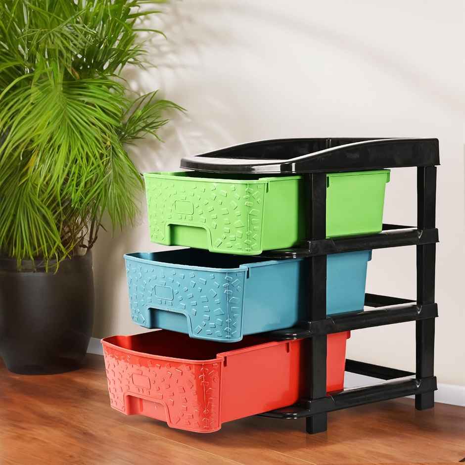 Drwas Rack Kuber Industries 3-Tier Multipurpose Plastic Drawers Storage Organizer ...