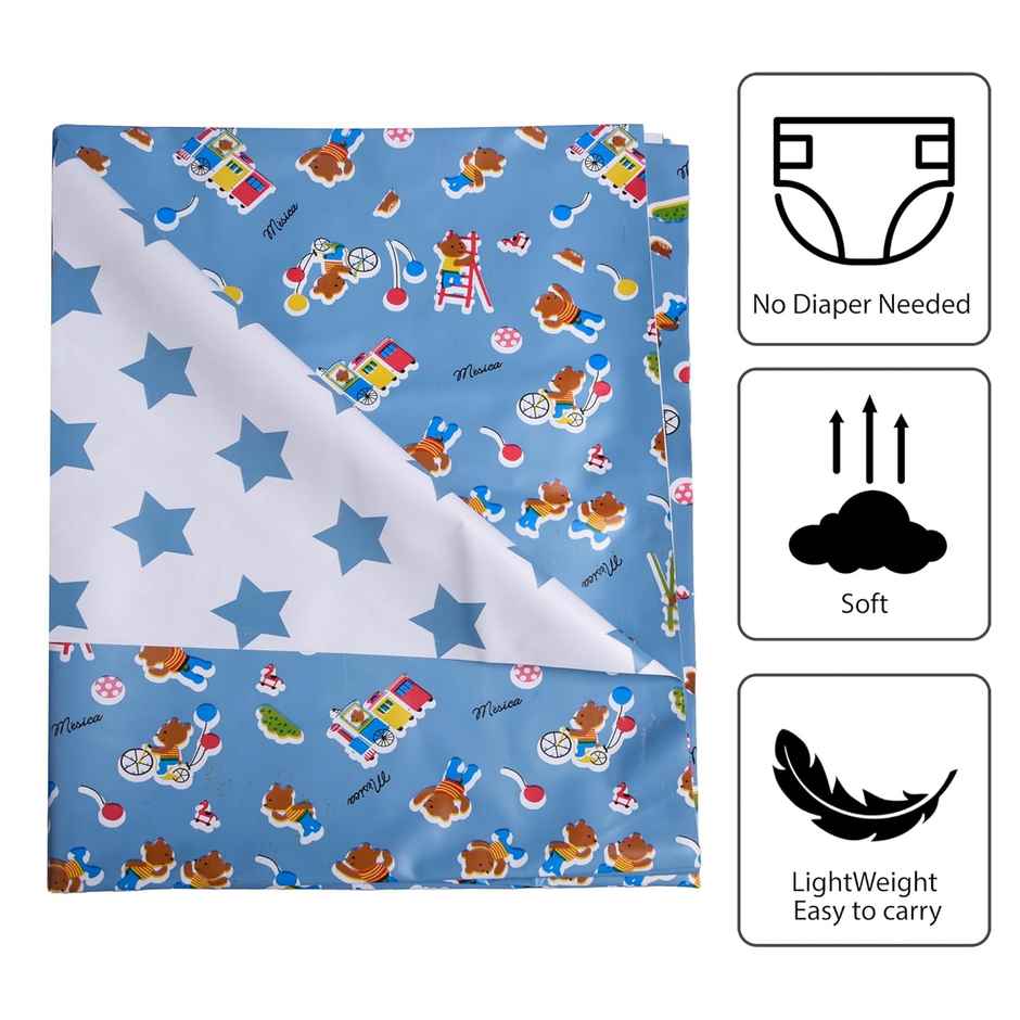 Kuber Industries Reversible Baby Plastic Sheet|Baby Crib Sheet for Baby|100x100 CM|Blue