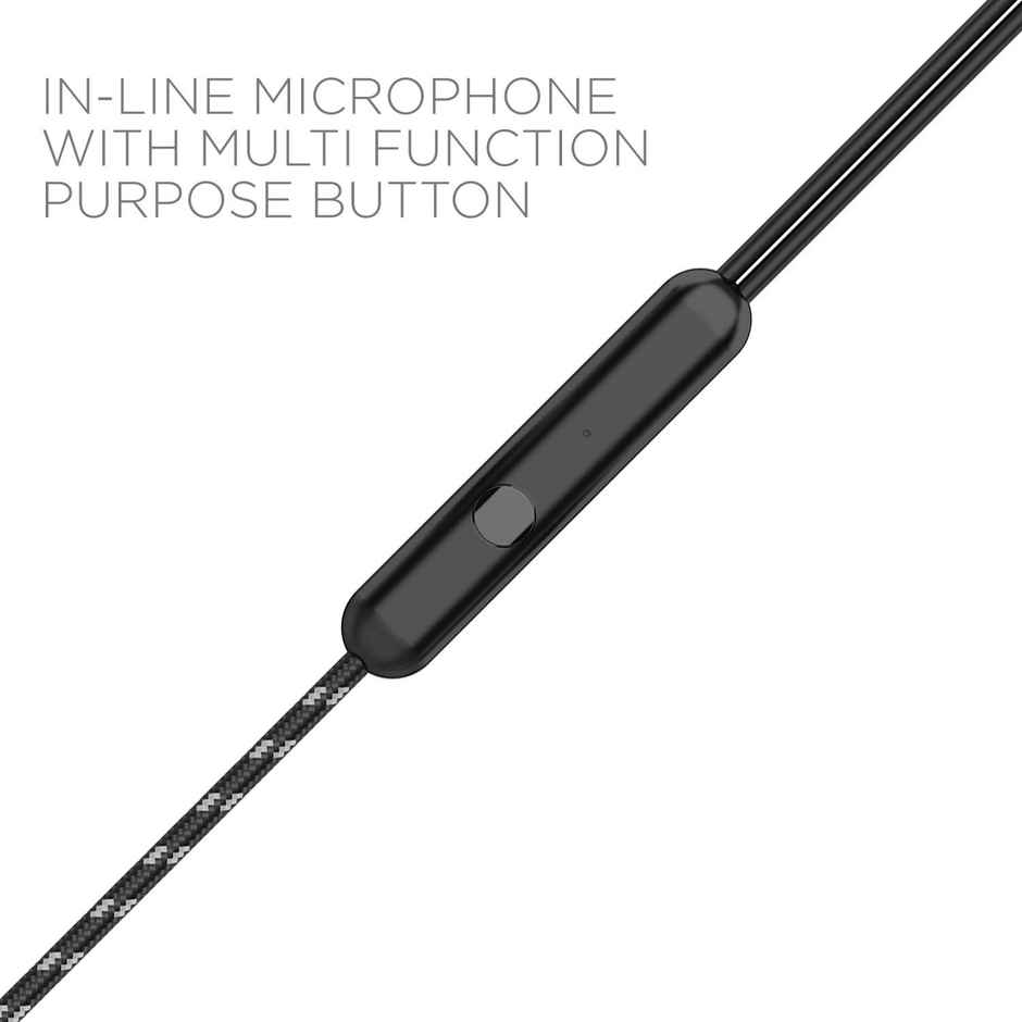 boAt Bassheads 152 Wired Earphones with Super Extra Bass, In-Line Remote & Mic (Active Black)