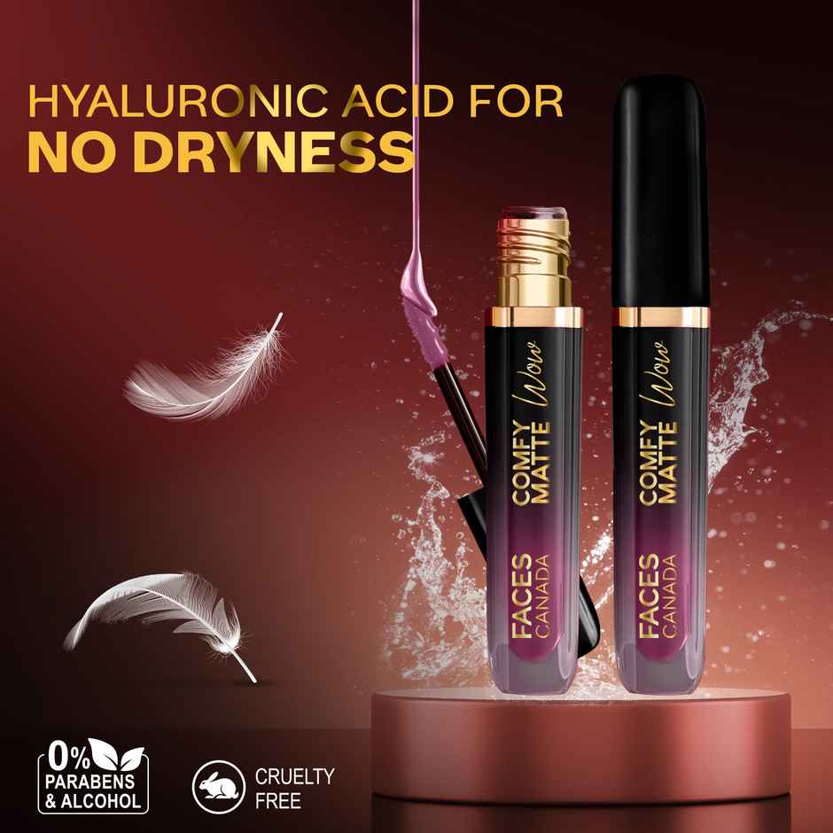 Faces Canada Comfy Matte Wow Liquid Lipstick | Orchid Opulence 10, One Swipe Application