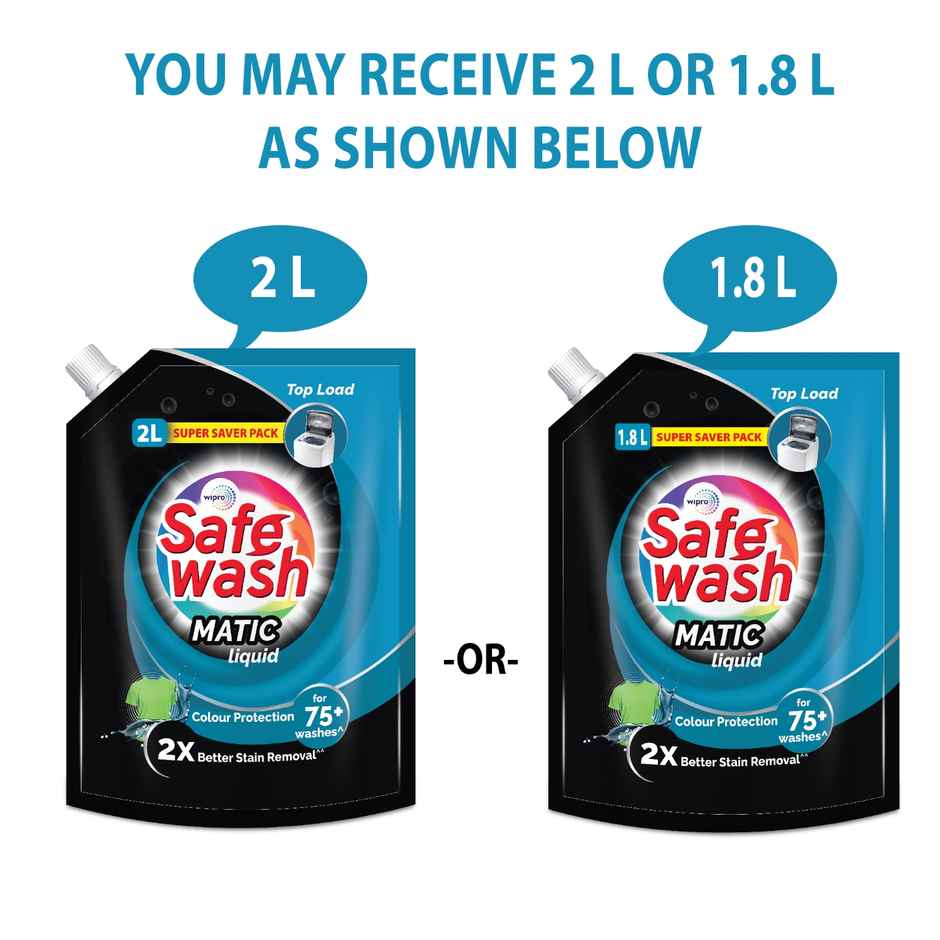 SafeWash Top Load Matic Premium Detergent Liquid | 2X Stain Removal | Combo