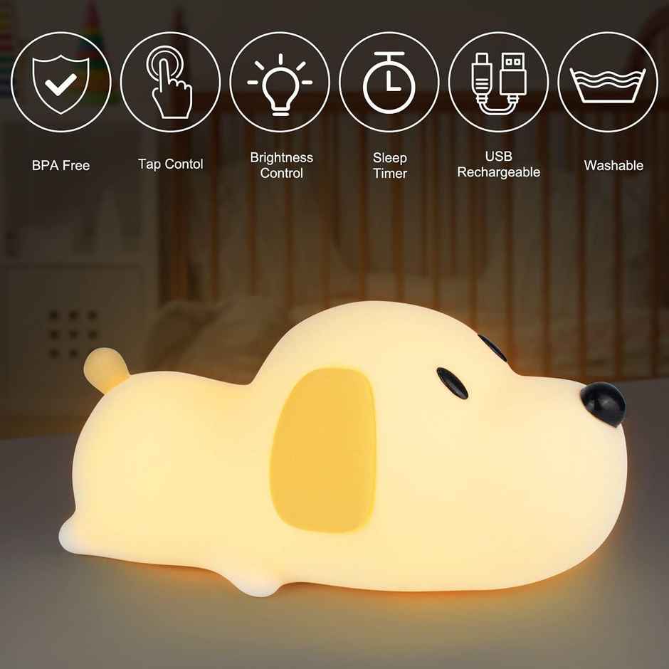 Hashwow Cute Puppy Night Lamp,Rechargeable Silicone Lamp For Kids' Room,Ideal Birthday Gift & Decor
