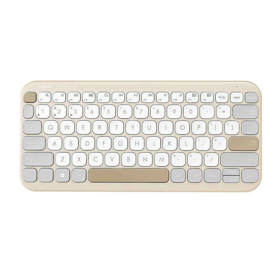 Asus Marshmallow Kw100 Keyboard | Supports Up To 3 Devices | 1.6 mm Key Travel | Color-Oat Milk