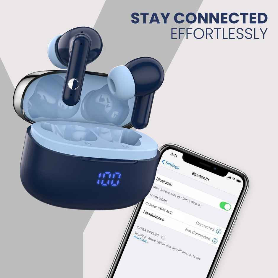 Cellecor Bropods Cb44 Ace TWS 60 Hrs Playtime ENC Low Latency Fast Charging Type-C - Blue