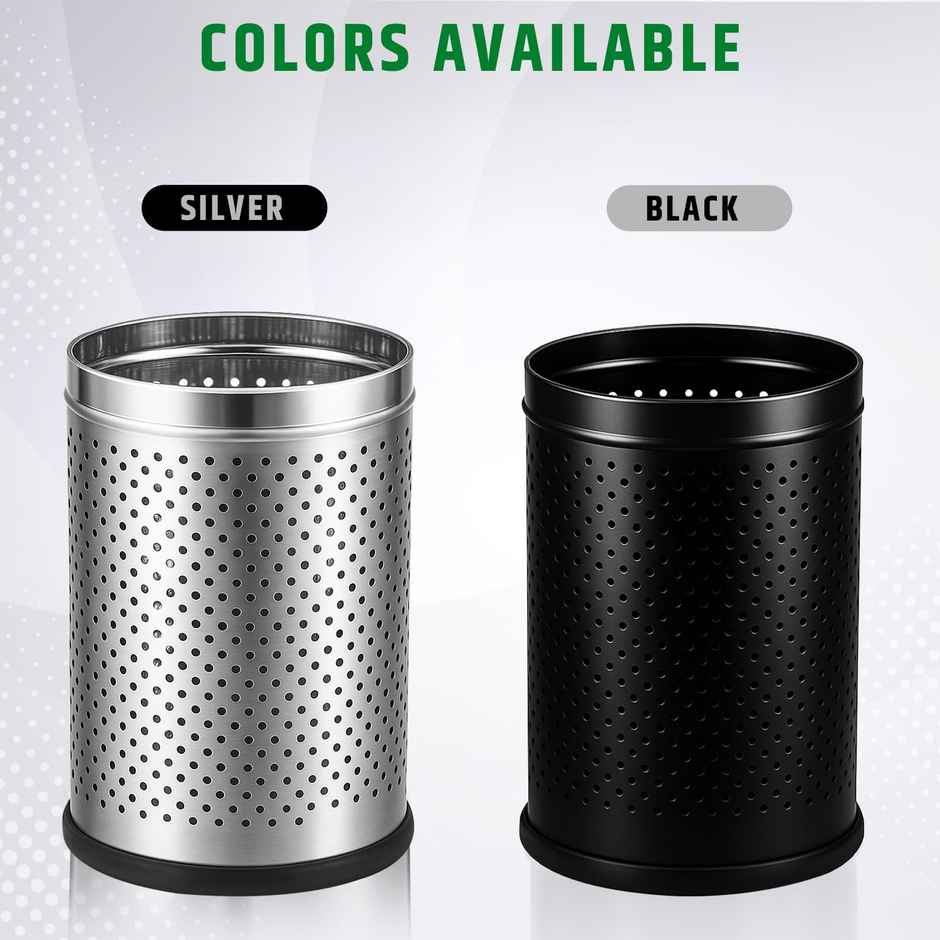 Robustt Stainless Steel Dustbin - 10 L | Silver