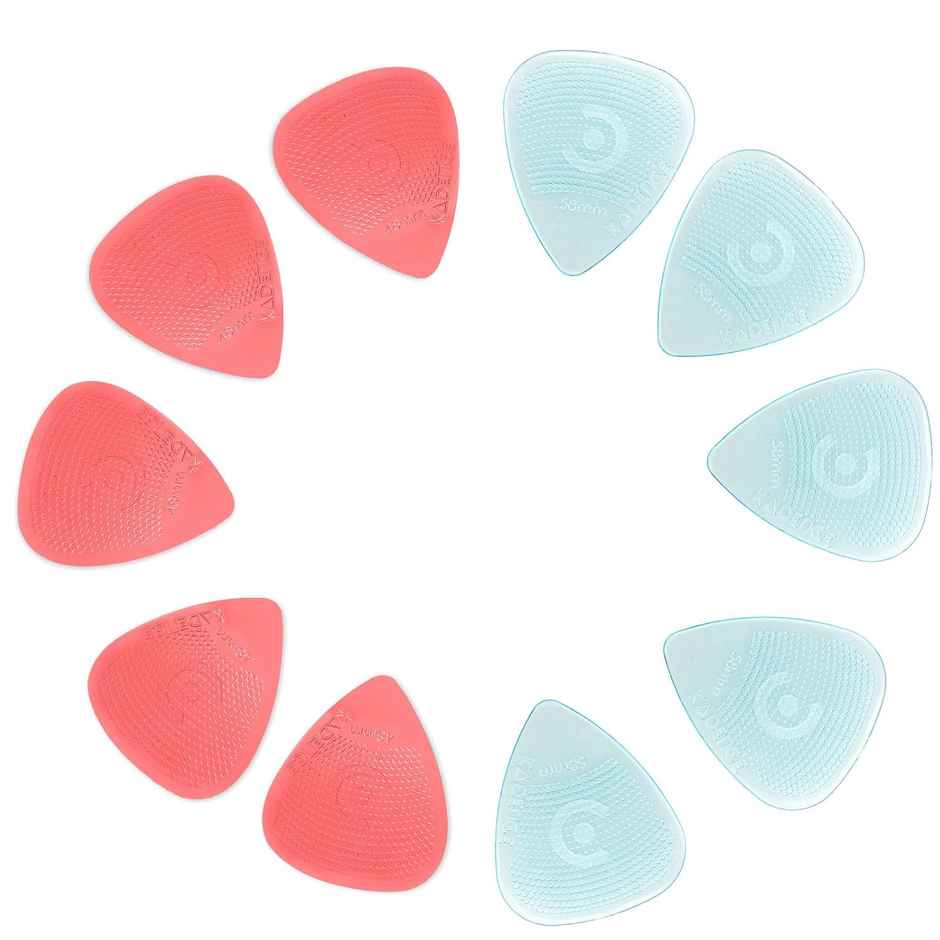 Kadence 10 Guitar Picks with Anti-Slip Grip, Crystal Clear Polycarbonate, 0.48 & 0.58mm