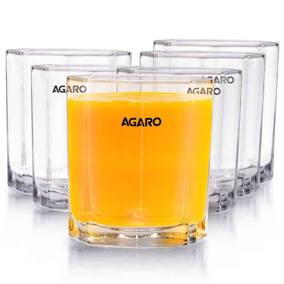 AGARO Elegant Octagonal Glass 200 ml set of 6