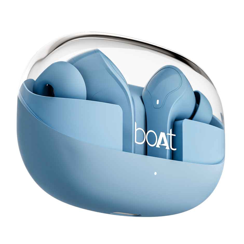 boAt Airdopes 311 Pro TWS Earbuds with mic, 50HRS Battery, Fast Charge, Dual Mics ENx Tech, Transparent LID, Low Latency, IPX4, IWP Tech, v5.3 Bluetooth Earbuds - Dusk Blue