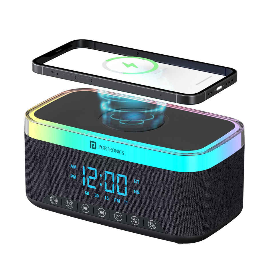 Portronics Trifusion 16W HD Sound Bluetooth Speaker with 15W Wireless Charging | Black