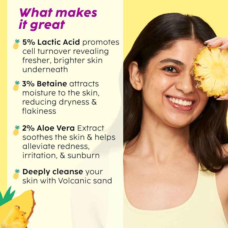 Plix The Plant Fix Pineapple 5% Lactic Acid Exfoliating Body Wash | For Tan Free - Brighter Skin