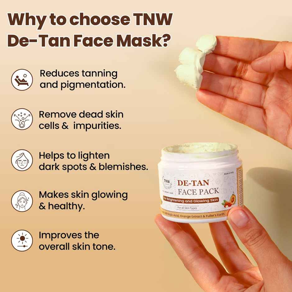 TNW The Natural Wash De-Tan Face Pack for Glowing Skin and Tan Removal with Orange Extract