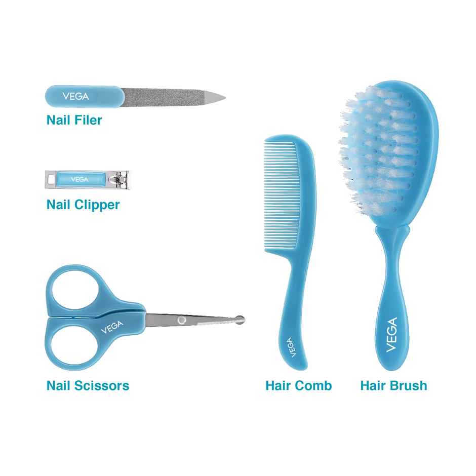 Vega Baby & Mom 5-In-1 Grooming Kit - Blue- Bpa Free| Gentle, Safe & Hygienic | Vbga3-03