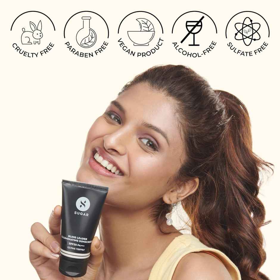 SUGAR Cosmetics Bling Leader Illuminating Sunscreen SPF 35 PA+++ - 01 Gold Diggin