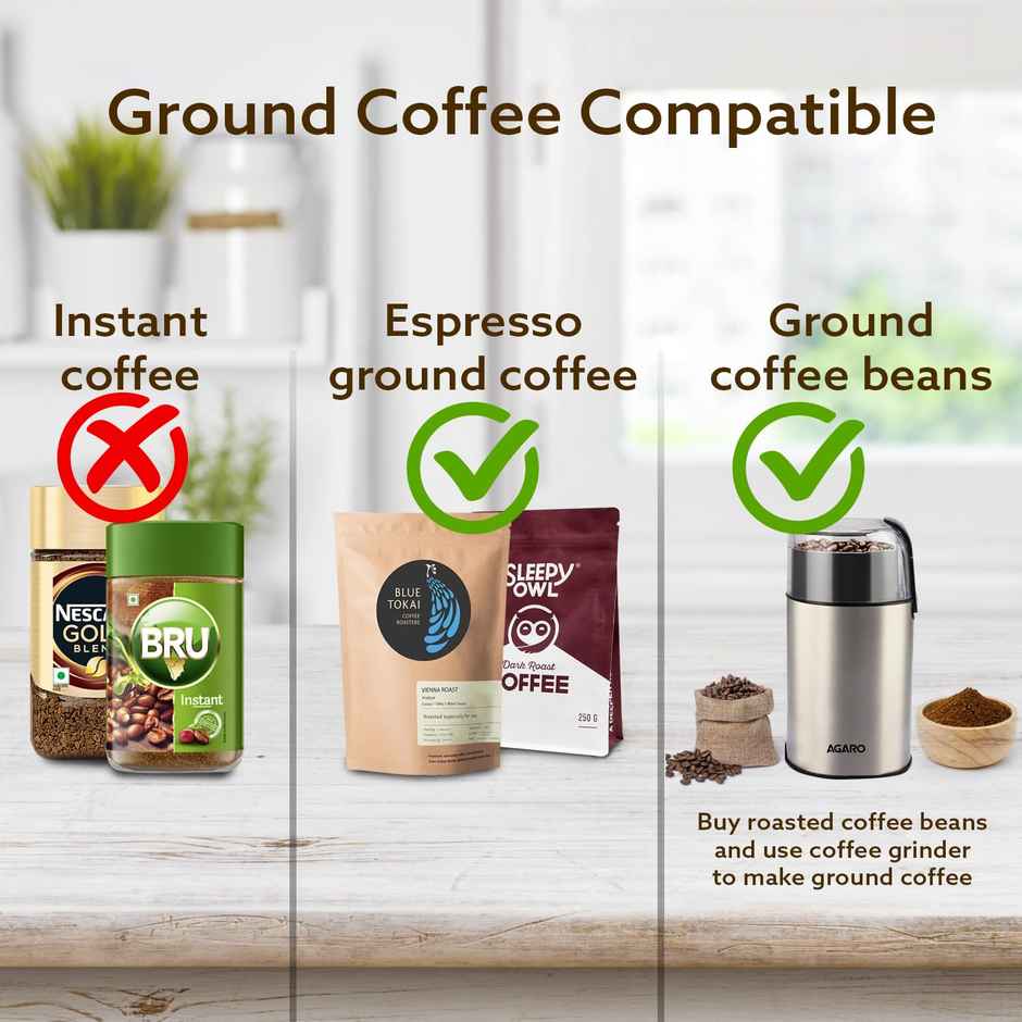 Agaro Imperial Espresso Coffee Maker 15 Bars Espresso, Cappuccino, Steam Espresso Maker For Home