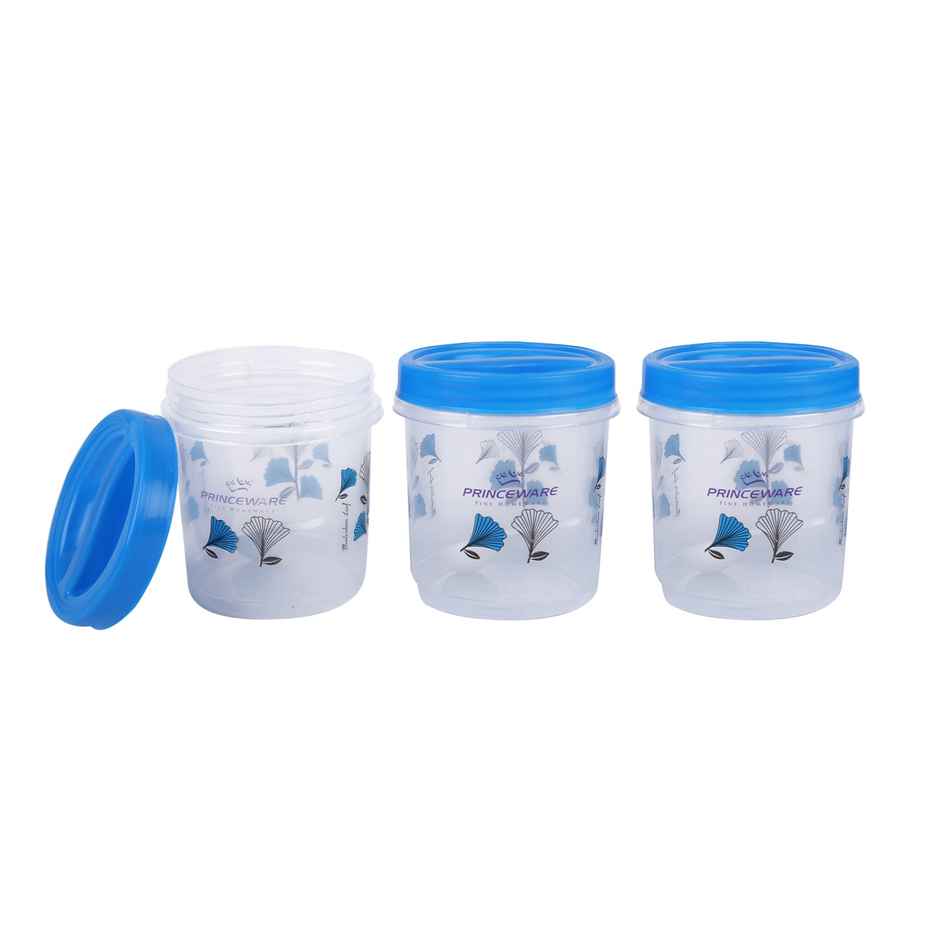 Princeware Twister Container Set of 3 Pieces With Spoon | 490ml Each - Blue