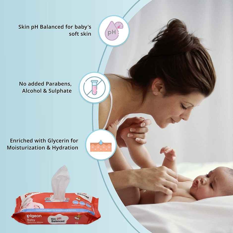 Pigeon Baby Skincare Wipes Sheetslilial Free | 72 Pulls Per Pack