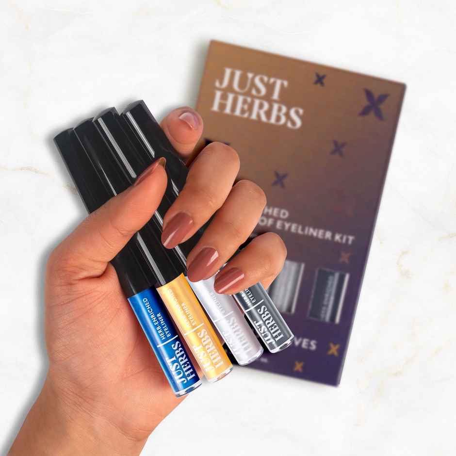 Just Herbs Metallic Eyeliner Set - Multicolored Shades | Waterproof & Smudge proof