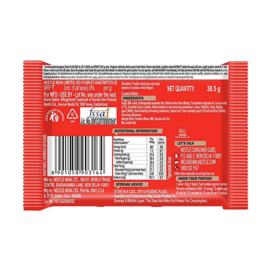 Nestle KitKat 4 Fingers Choco Coated Wafer Bar Combo