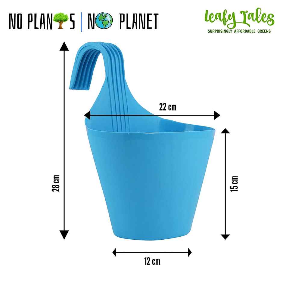 Leafy Tales Plastic Hook Hanging Pot | Multicolor | 29 x 12 x 22 cm | 10 pcs | Medium