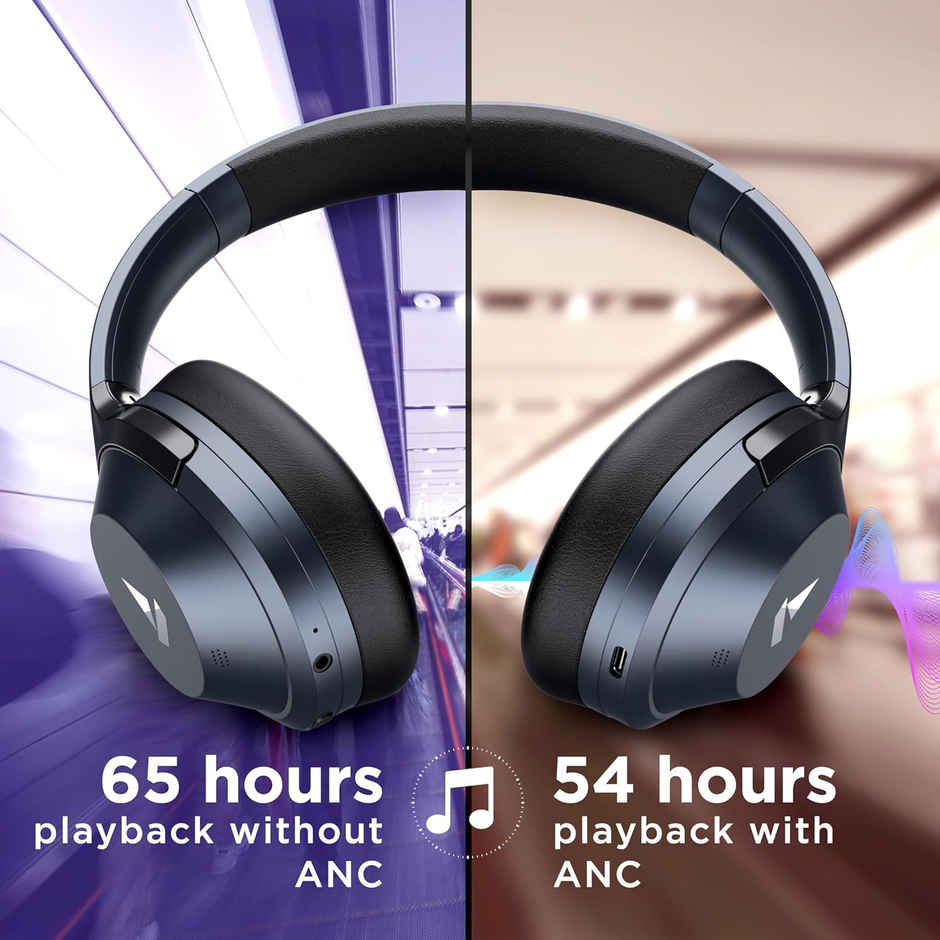 boAt Nirvanaa 751 Anc Over Ear Bt Headphones W Anc Upto 33Db 65H Playtime Asap Charge - Bold Blue