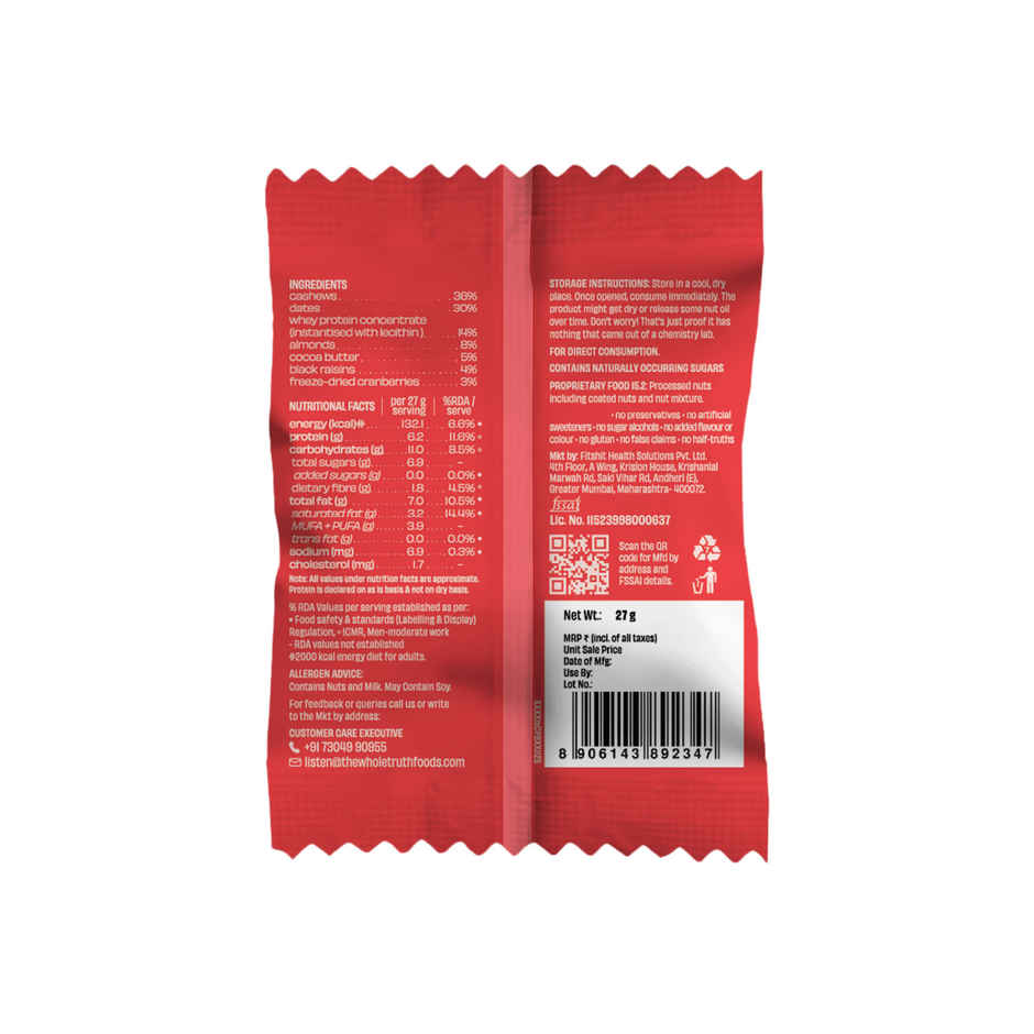 The Whole Truth Cranberry Raisin Mini Protein Bar
