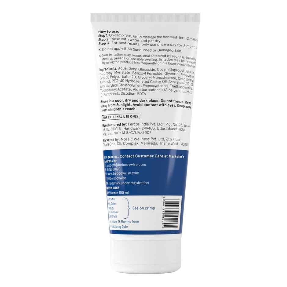 Be Bodywise 2.5% Benzoyl Peroxide Face wash