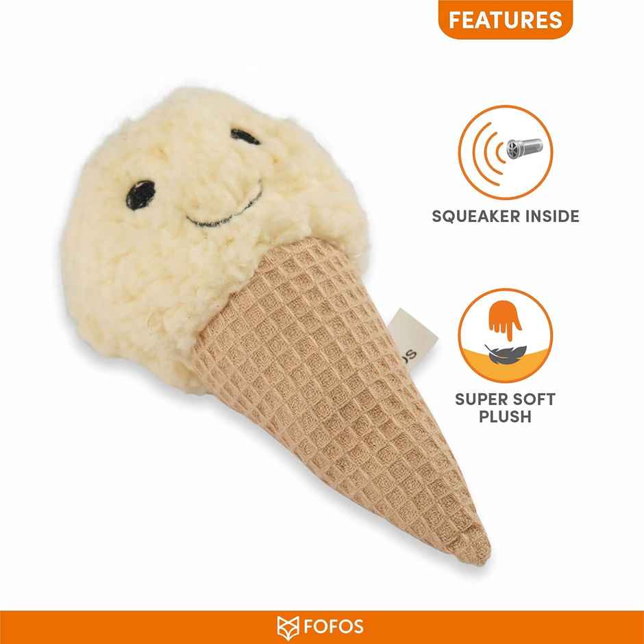 FOFOS Ice Cream - Plush Dog Toy | Soft Squeaky Pet Toy | Small Dog Toys For 0-10Kgs (Puppy Toys)