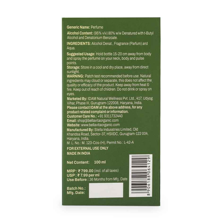 Bella Vita Pistachio Gourmet Collection Edp Unisex Perfume For Men And Women 100 ml