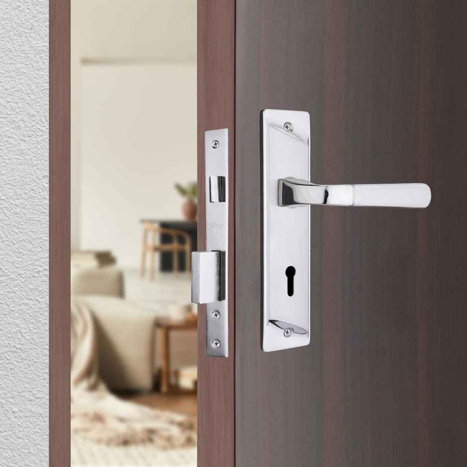 Godrej ELC 04 6-Lever Zinc Alloy Door Handle with Lock Body - Silver
