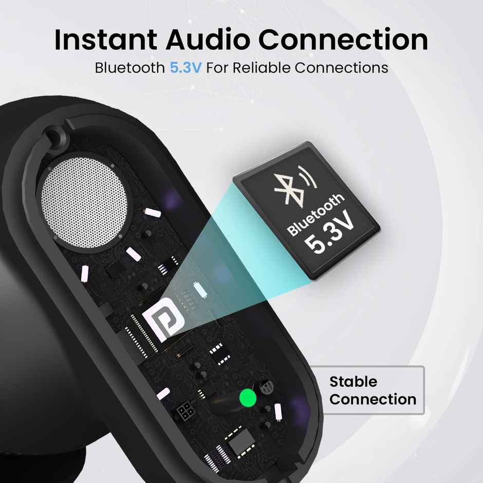 Portronics Harmonics Twins S16 in Ear TWS Wireless Earbuds with 24 Hrs Playtime, Clear Calls, Game & Music Mode, Low Latency, Bluetooth 5.3v, LED Display, Type C Fast Charging - Black